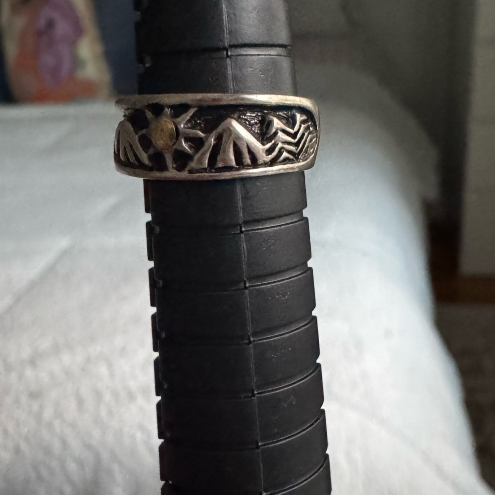 Sterling Silver Sun & Mountain Accent Ring with 18 k Gold Detail - Picture 10 of 12